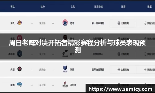 周日老鹰对决开拓者精彩赛程分析与球员表现预测
