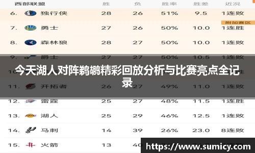 今天湖人对阵鹈鹕精彩回放分析与比赛亮点全记录
